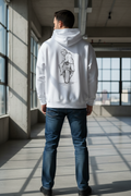 Men's Oversized Graphic Hoodie - Sketch Rider Back Print - Heavyweight Cotton