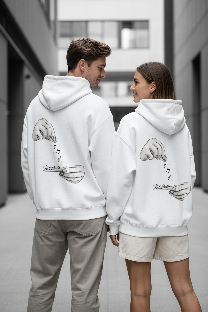 Rolling Music & Headphone Graphic Hoodie | Front & Back Print | 400 GSM Oversized Cotton