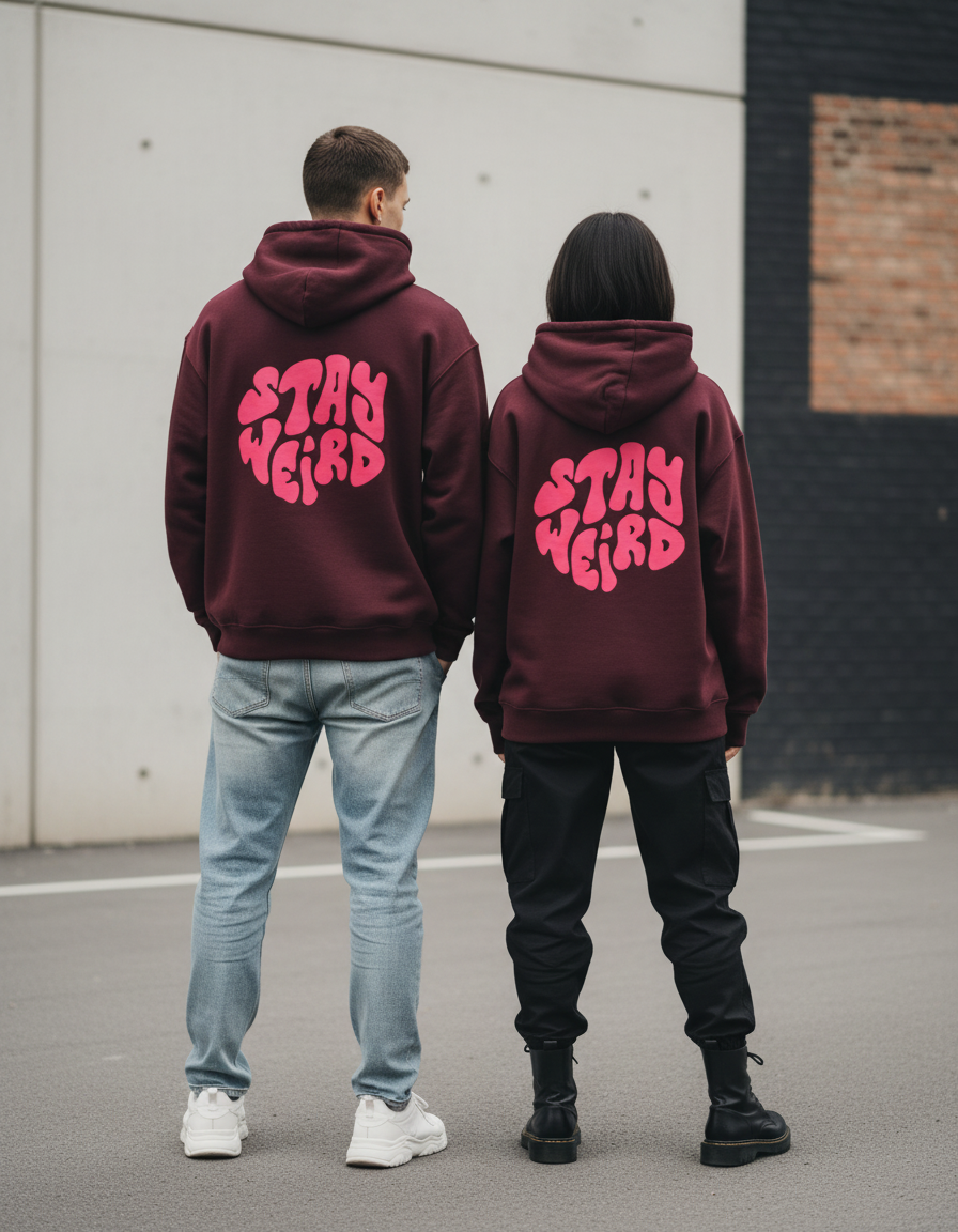 "Stay Weird" Oversized Hoodie | Groovy Lettering 400 GSM Fleece
