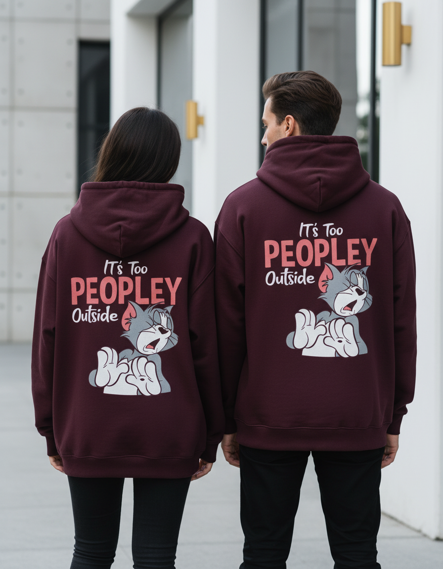 "Too Peopley Outside" Tom & Jerry Hoodie | 400 GSM Oversized