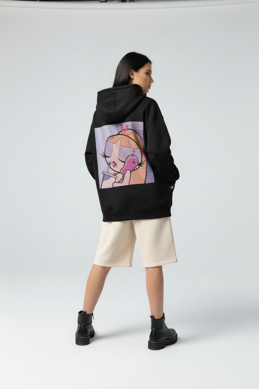 Women's Oversized Hoodie - "Blossom" Y2K Graphic - 400 GSM Heavyweight Cotton