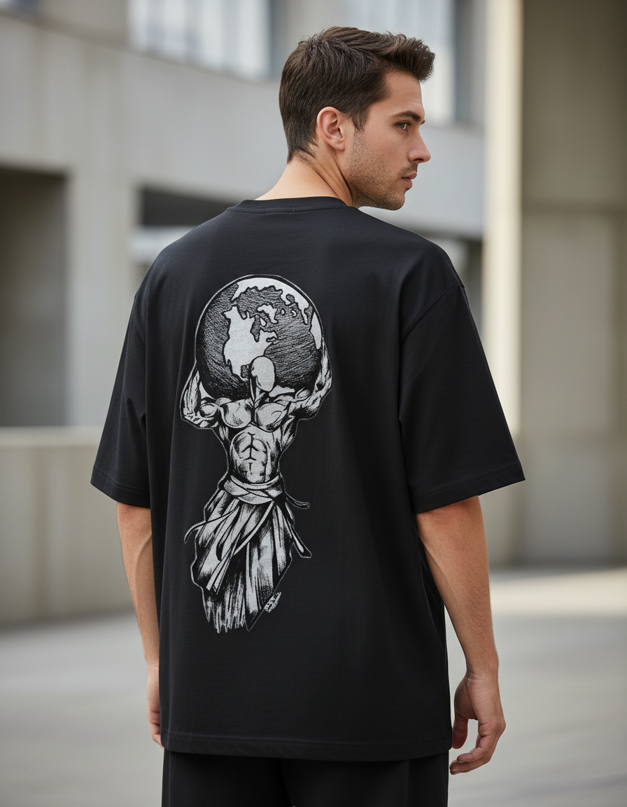 Mythological Atlas Graphic T-Shirt | Oversized 240 GSM Cotton Strength Streetwear