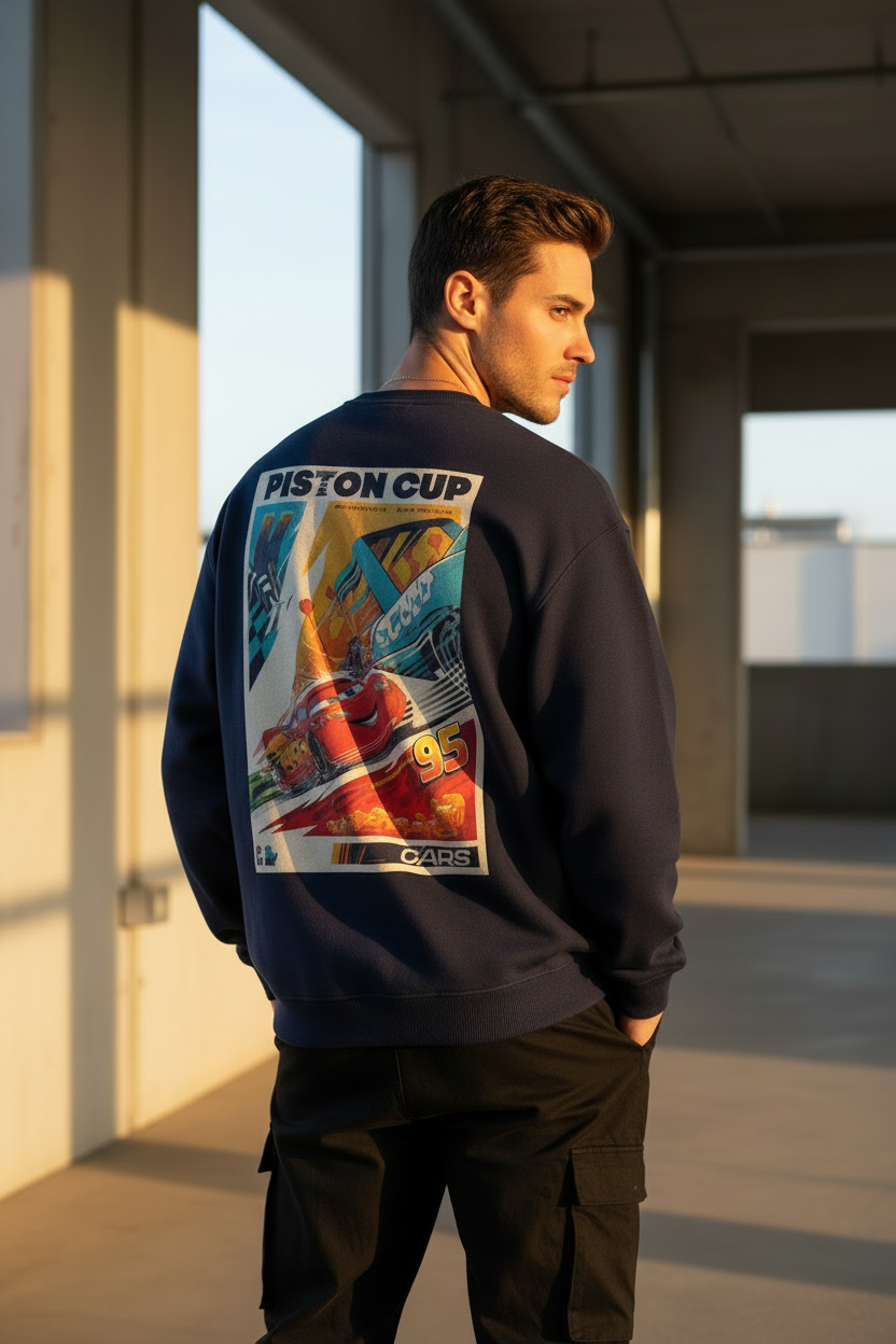 Lightning McQueen Piston Cup Oversized Sweatshirt | Vintage Racing Heavyweight Crewneck