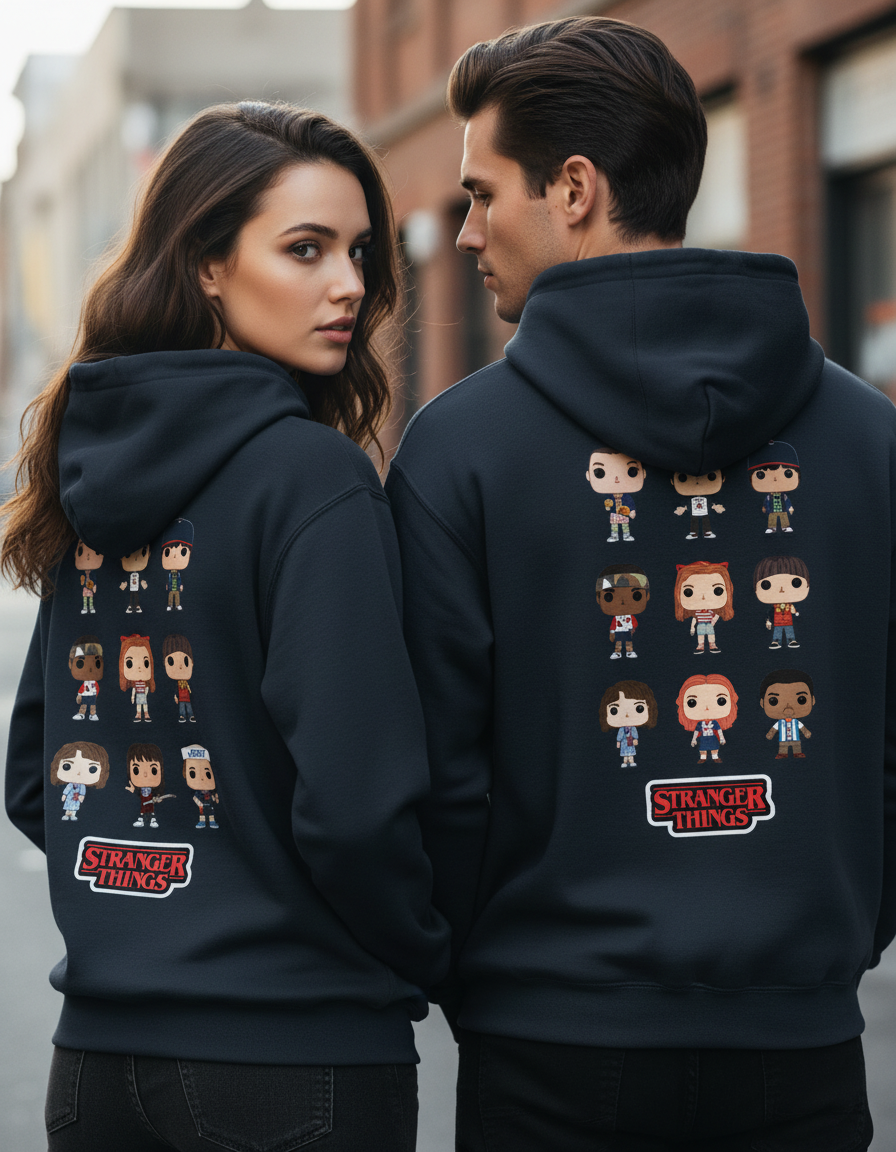 Unisex Stranger Things Funko Pop Regular Fit 300 GSM Fleece Hoodie