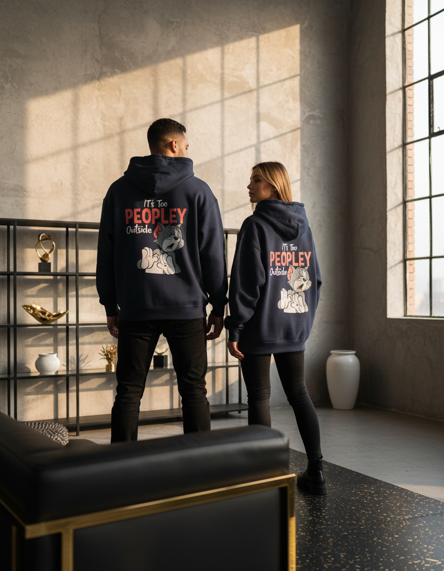 "Too Peopley Outside" Tom & Jerry Hoodie | 400 GSM Oversized