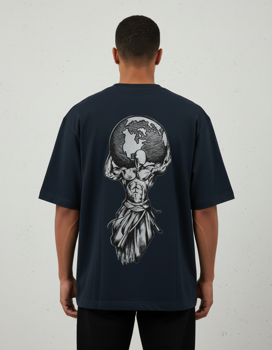 Mythological Atlas Graphic T-Shirt | Oversized 240 GSM Cotton Strength Streetwear