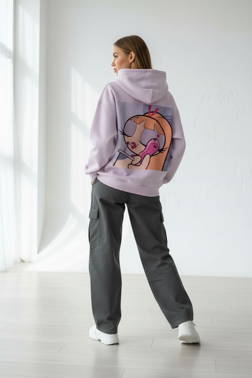 Women's Oversized Hoodie - "Blossom" Y2K Graphic - 400 GSM Heavyweight Cotton