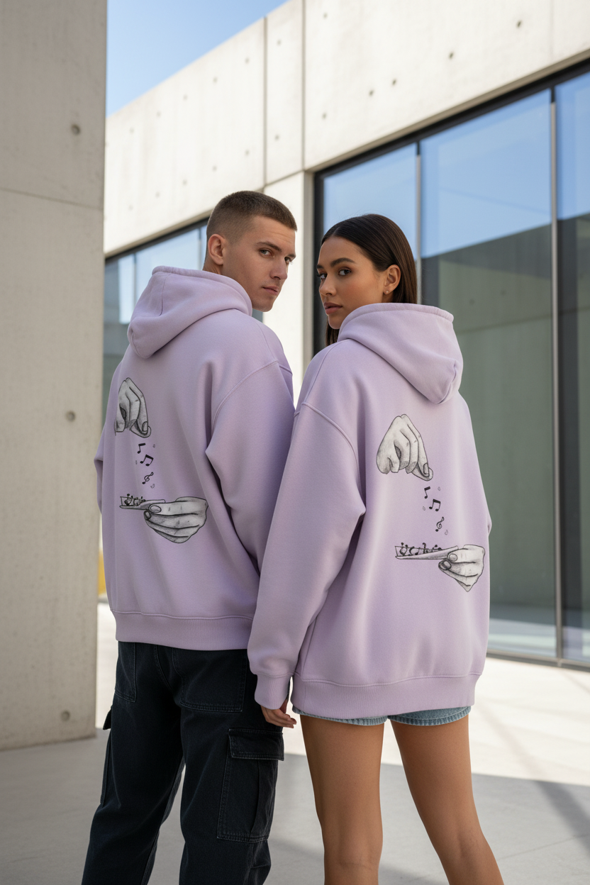 Rolling Music & Headphone Graphic Hoodie | Front & Back Print | 400 GSM Oversized Cotton