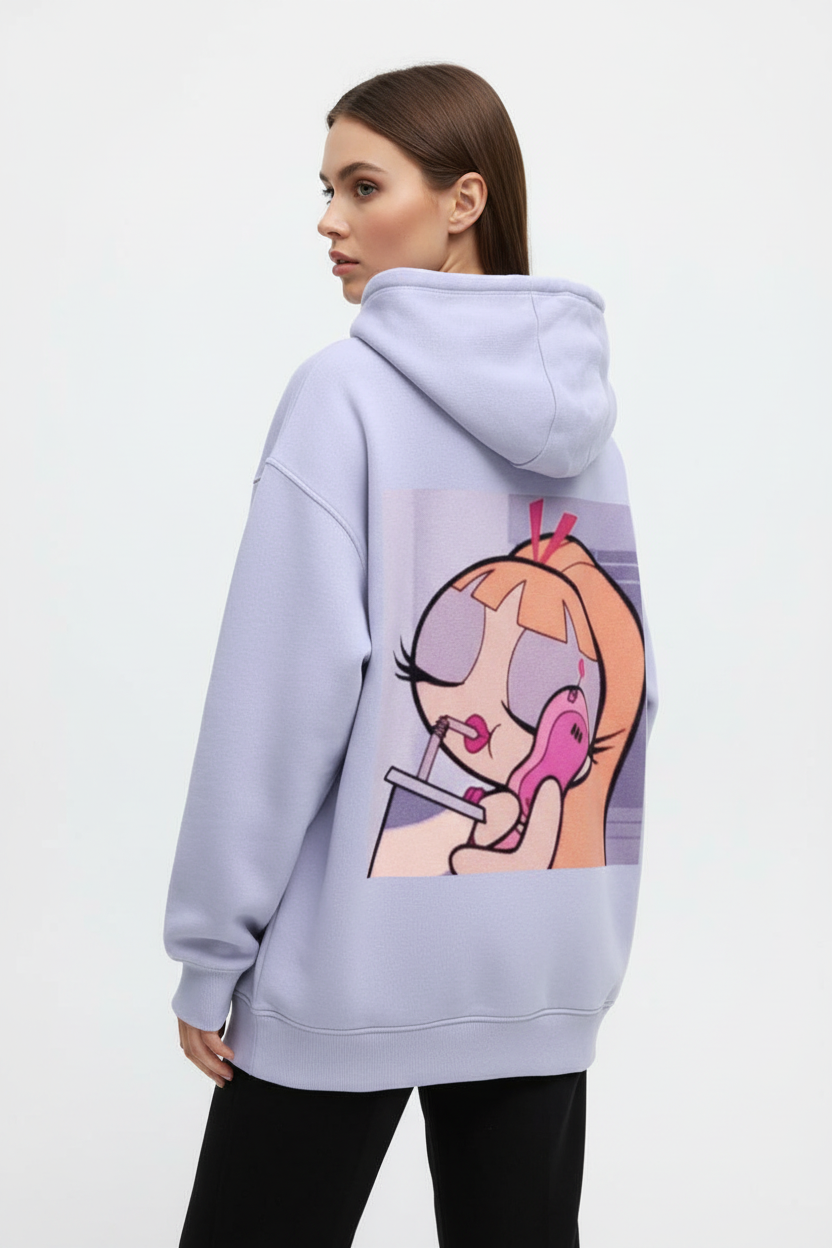 Women's Oversized Hoodie - "Blossom" Y2K Graphic - 400 GSM Heavyweight Cotton