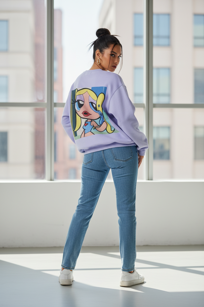 Bubbles Retro Cartoon Oversized Sweatshirt | Y2K Aesthetic 400 GSM Heavyweight Streetwear Pullover