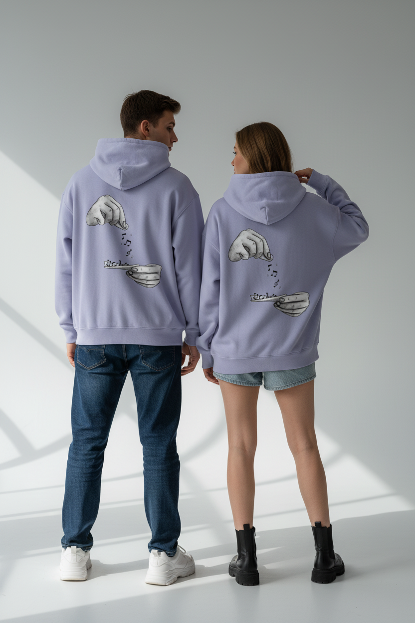 Rolling Music & Headphone Graphic Hoodie | Front & Back Print | 400 GSM Oversized Cotton