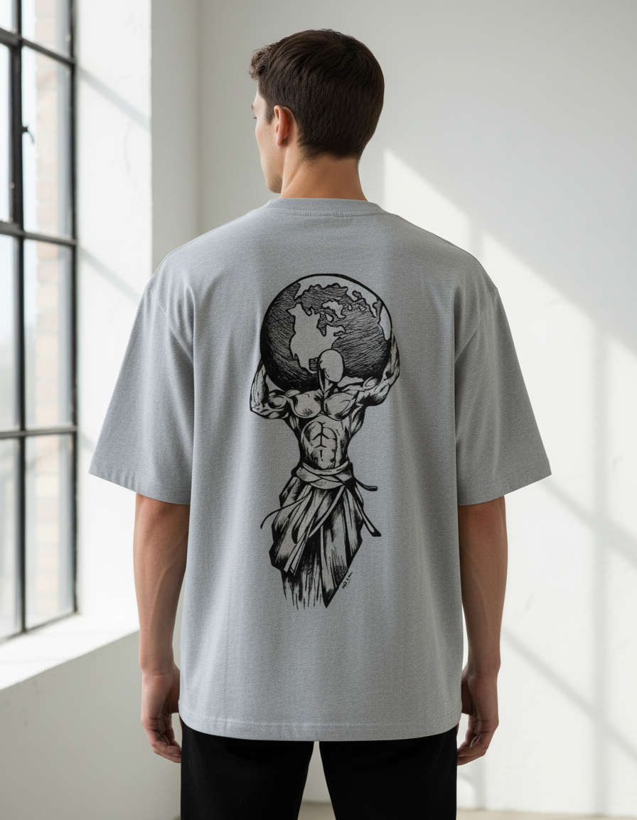 Mythological Atlas Graphic T-Shirt | Oversized 240 GSM Cotton Strength Streetwear
