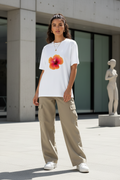 Women’s Hibiscus Floral Oversized T-Shirt - Heavyweight 240 GSM Premium Cotton