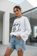 Cool Cat Boba Tea Graphic Oversized Sweatshirt | Heavyweight 400 GSM Crewneck for Women