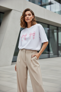 Women’s Pink Bow Coquette Oversized T-Shirt - Heavyweight 240 GSM Premium Cotton