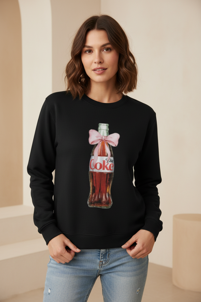 Diet Coke Pink Bow Sweatshirt - 300 GSM Heavyweight Cotton Fleece