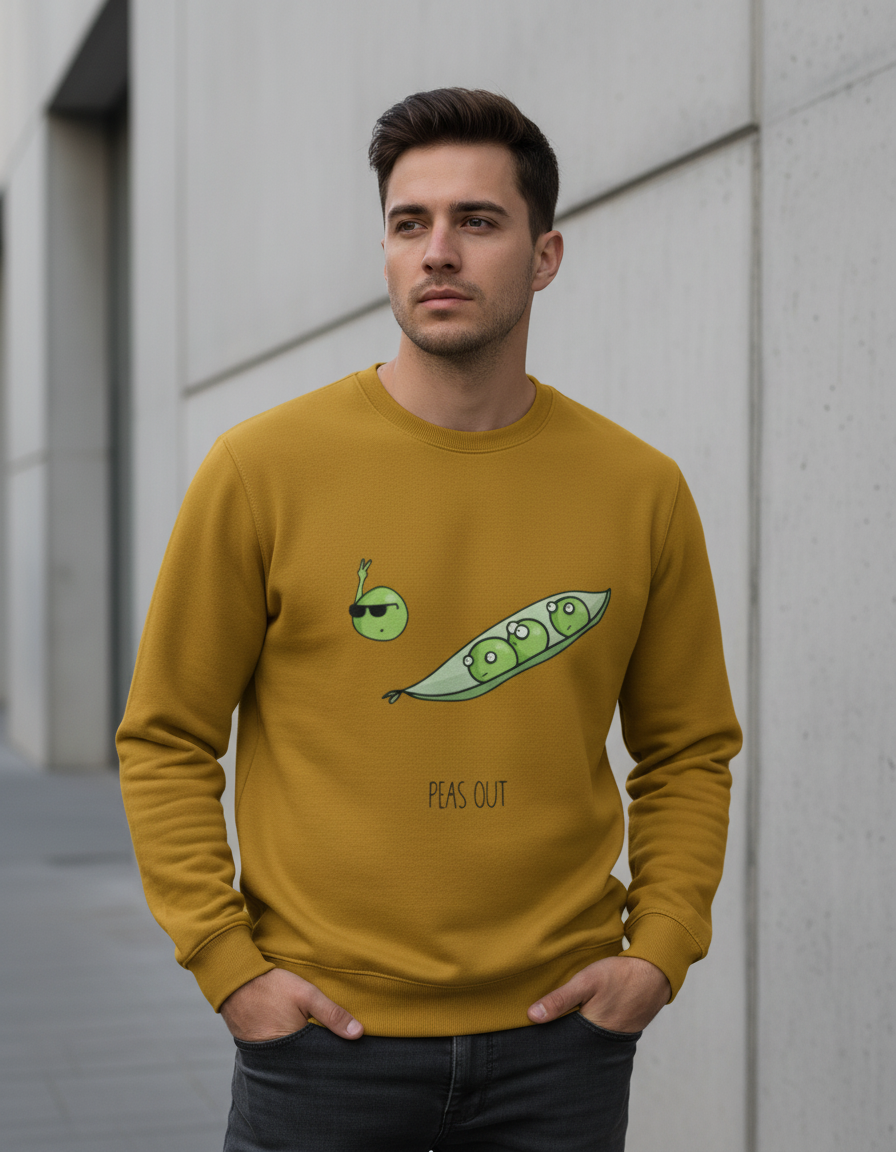 "Peas Out" Funny Pun Sweatshirt | 300 GSM Heavyweight Cotton Fleece