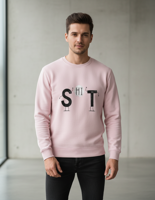 "S-HI-T" Greeting Graphic Sweatshirt | Funny Visual Pun 300 GSM Cotton Fleece