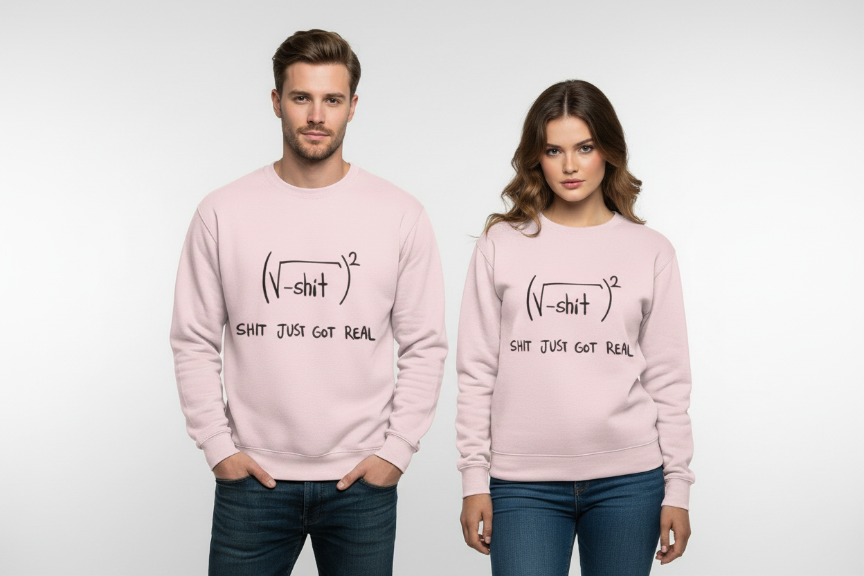 "SHIT JUST GOT REAL" Math Humor Sweatshirt | Geeky Equation 300 GSM Fleece