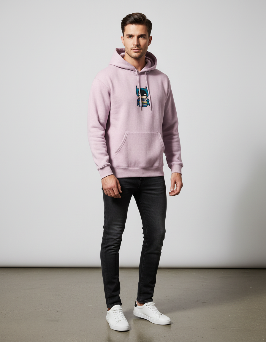 Chibi Batman Hoodie - Heavyweight Cotton Fleece - Cozy DC Comics Sweatshirt