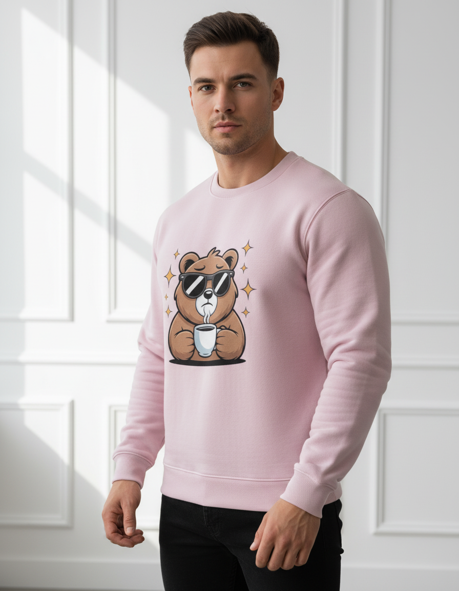 Coffee Bear Graphic Sweatshirt | Unbothered Caffeine Lover 300 GSM Fleece