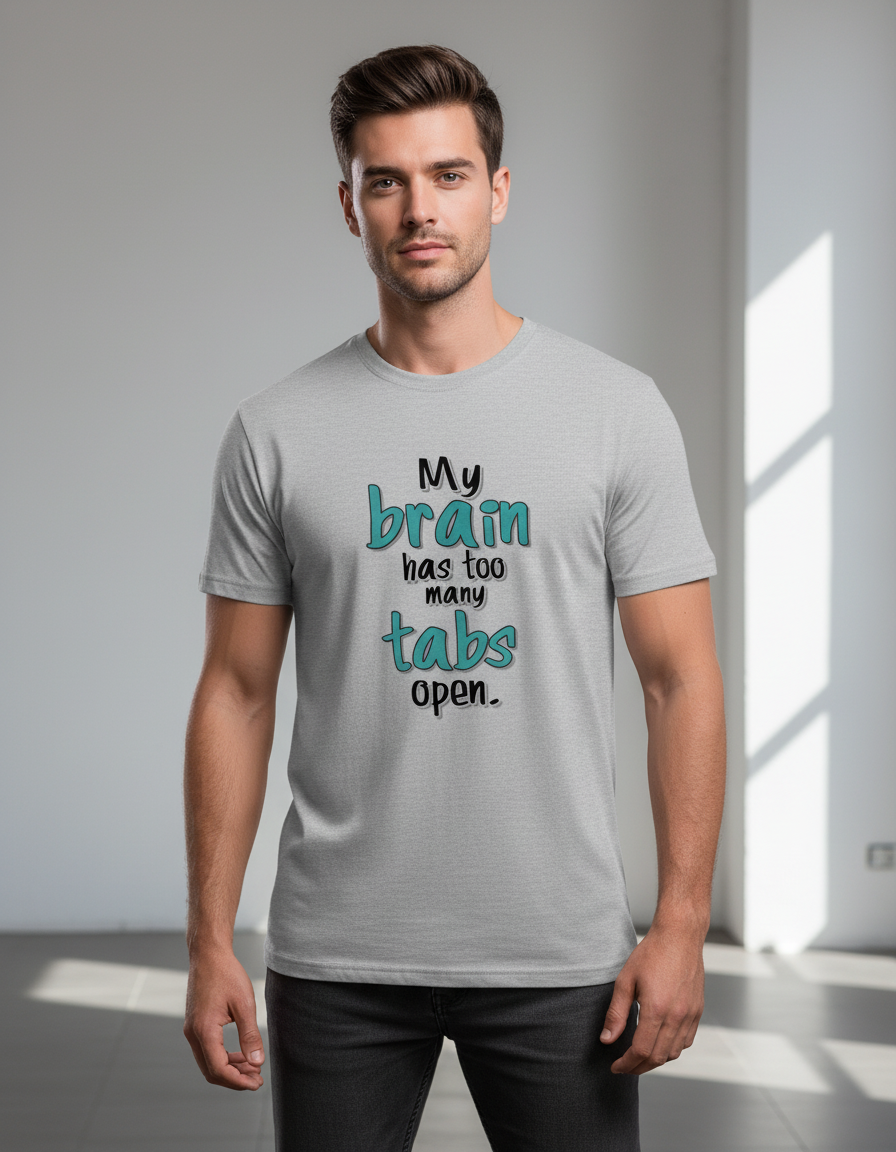 "My Brain Has Too Many Tabs Open" Funny T-Shirt 100% Cotton