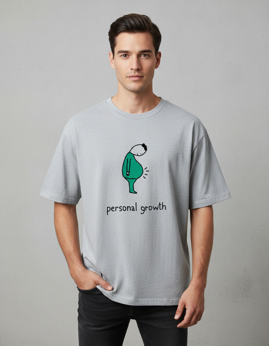 "Personal Growth" Sarcastic T-Shirt | Funny Food Humor Oversized 240 GSM Cotton