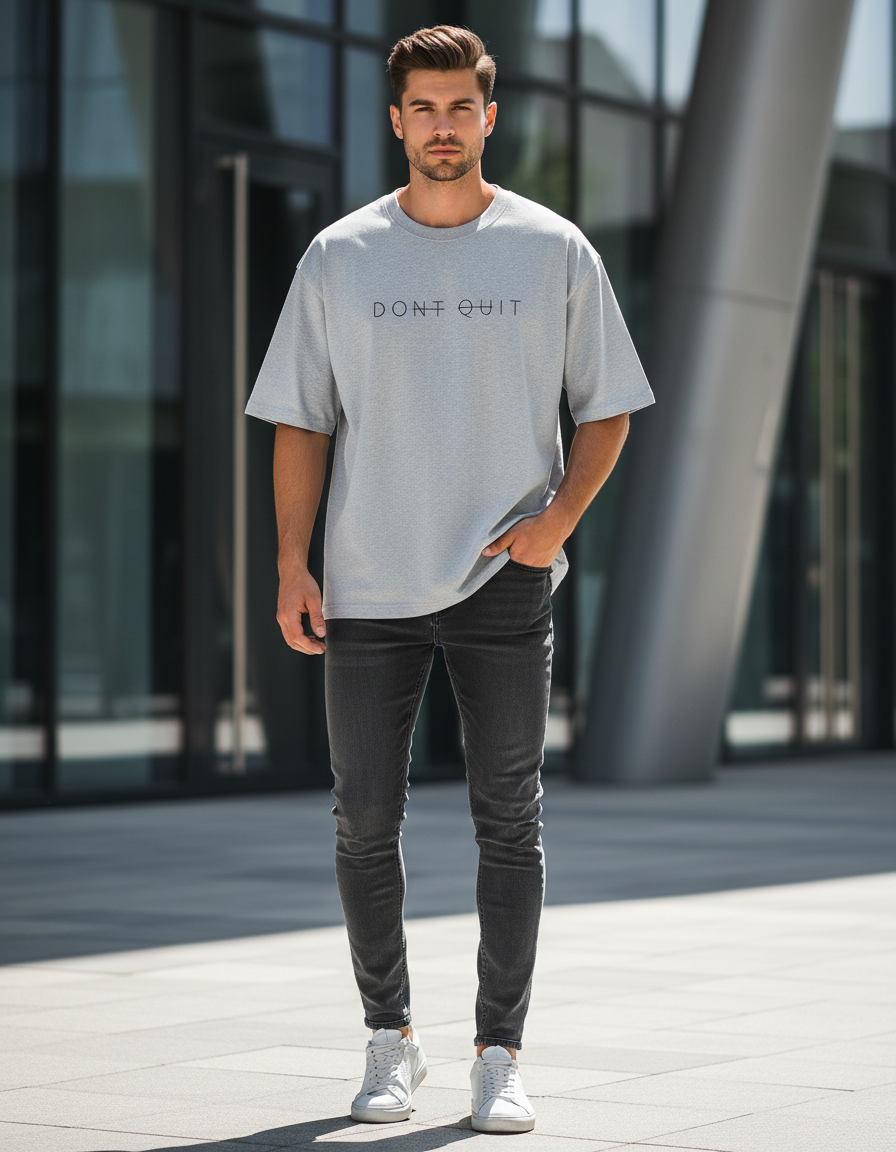 "DONT QUIT" Minimalist T-Shirt | Oversized Fit 240 GSM Cotton Streetwear