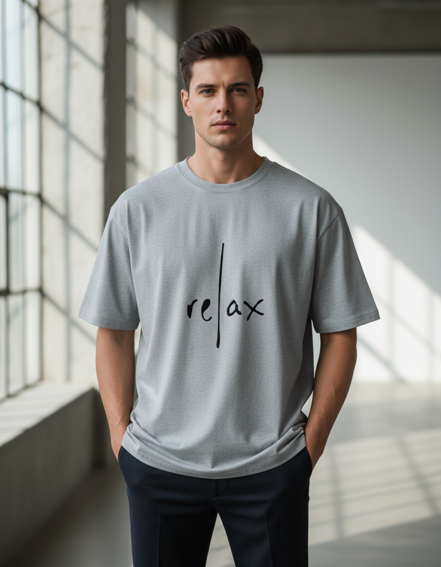 Minimalist "re|ax" Graphic T-Shirt | Oversized Fit 240 GSM Cotton Streetwear