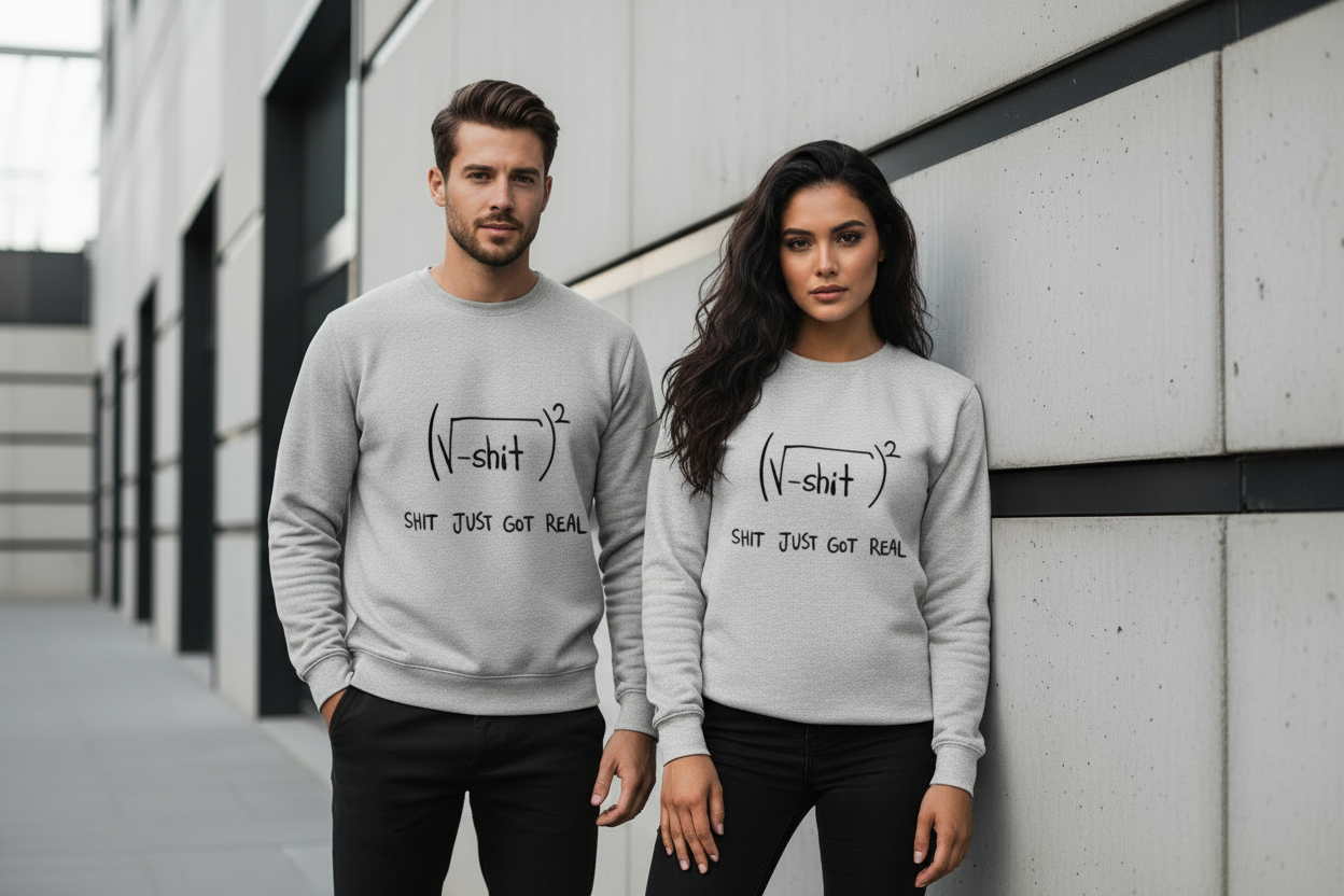 "SHIT JUST GOT REAL" Math Humor Sweatshirt | Geeky Equation 300 GSM Fleece