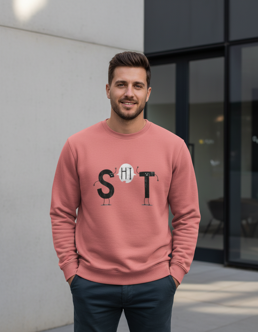 "S-HI-T" Greeting Graphic Sweatshirt | Funny Visual Pun 300 GSM Cotton Fleece