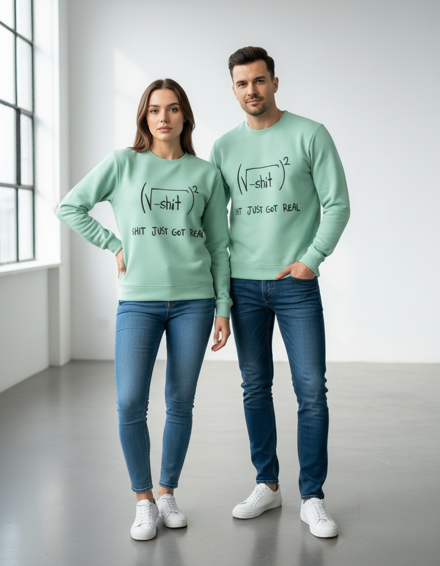 "SHIT JUST GOT REAL" Math Humor Sweatshirt | Geeky Equation 300 GSM Fleece