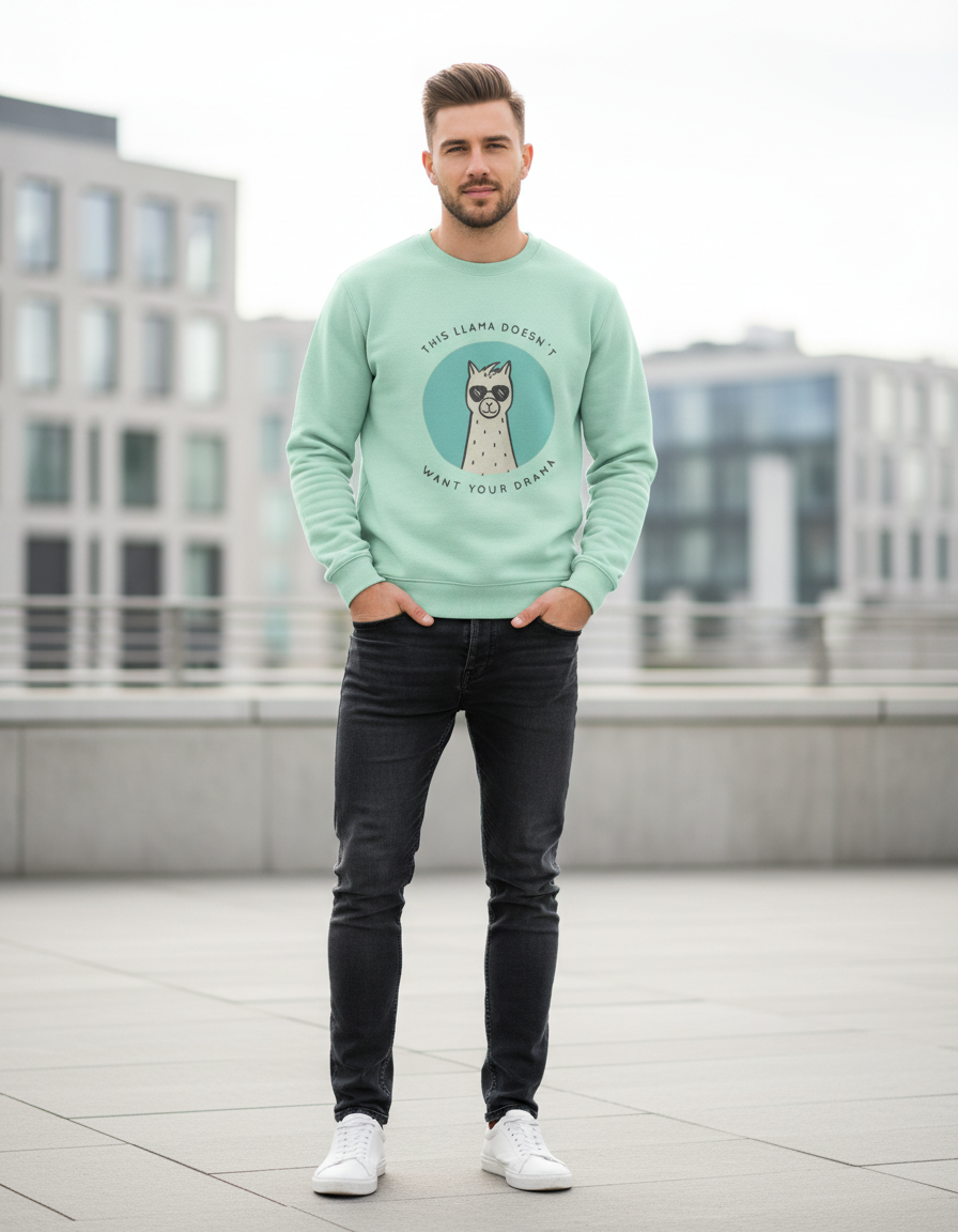 "No Drama Llama" Funny Graphic Sweatshirt | 300 GSM Heavyweight Cotton
