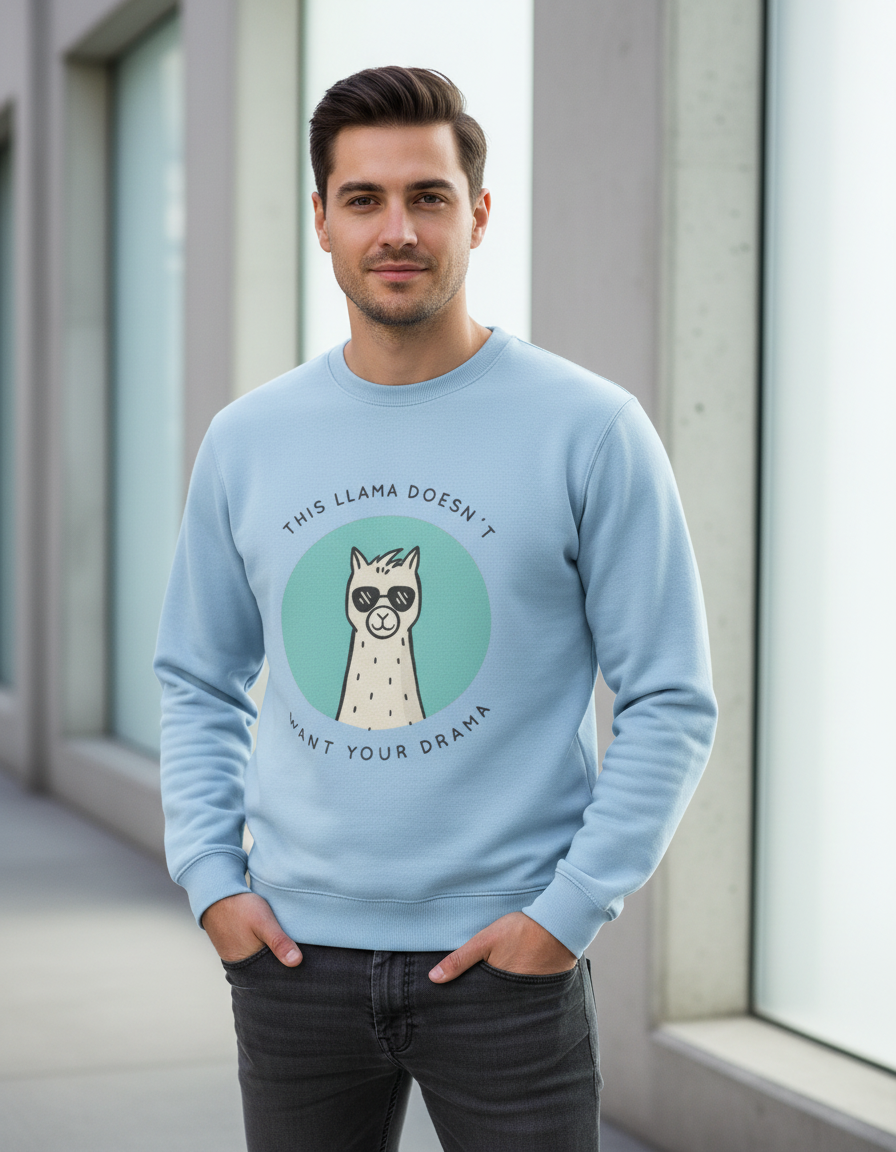 "No Drama Llama" Funny Graphic Sweatshirt | 300 GSM Heavyweight Cotton