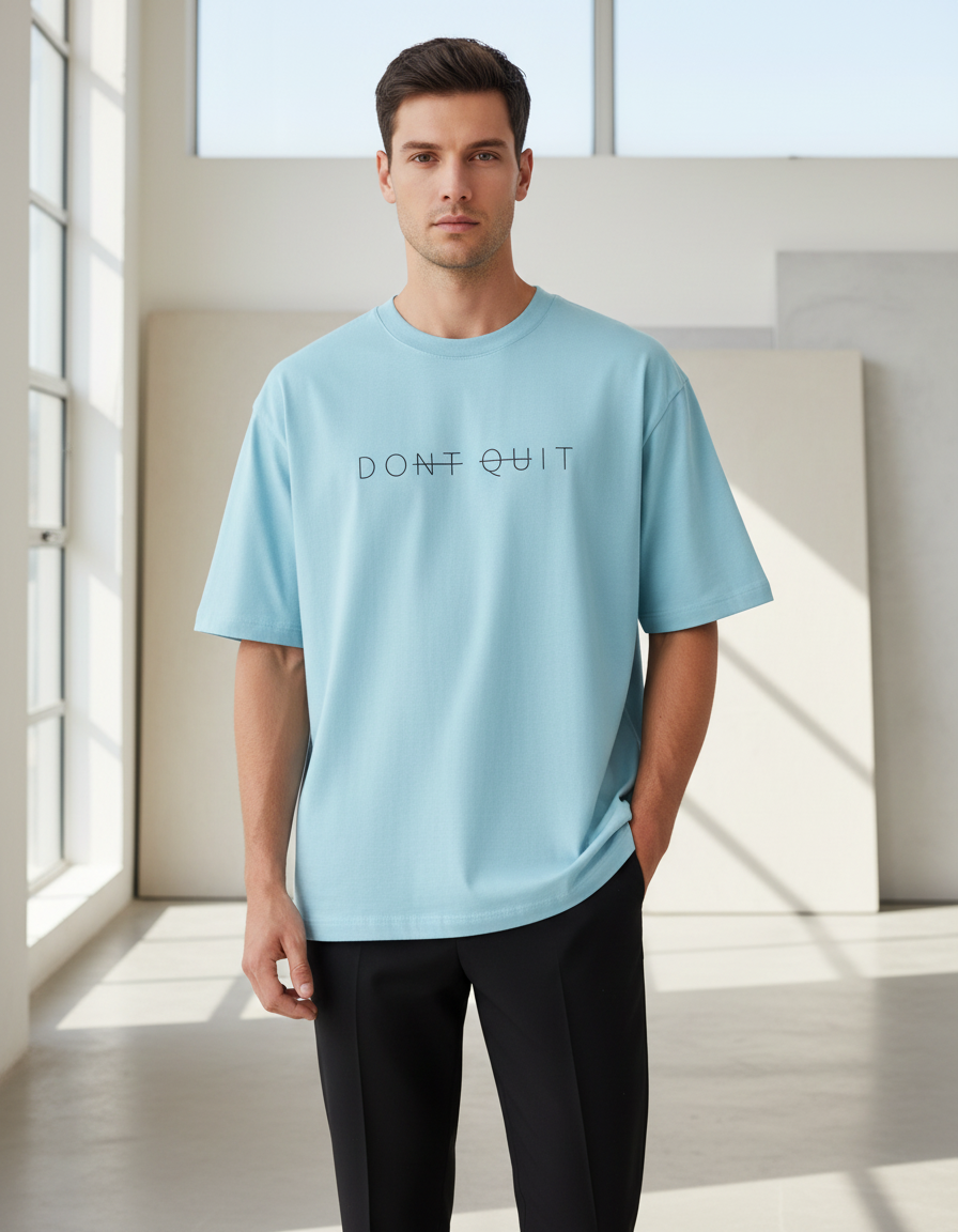 "DONT QUIT" Minimalist T-Shirt | Oversized Fit 240 GSM Cotton Streetwear