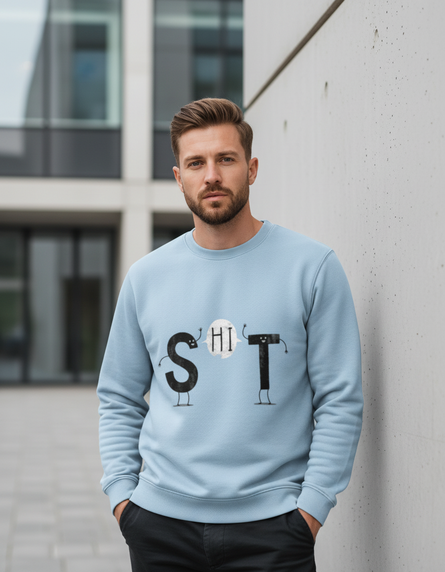 "S-HI-T" Greeting Graphic Sweatshirt | Funny Visual Pun 300 GSM Cotton Fleece