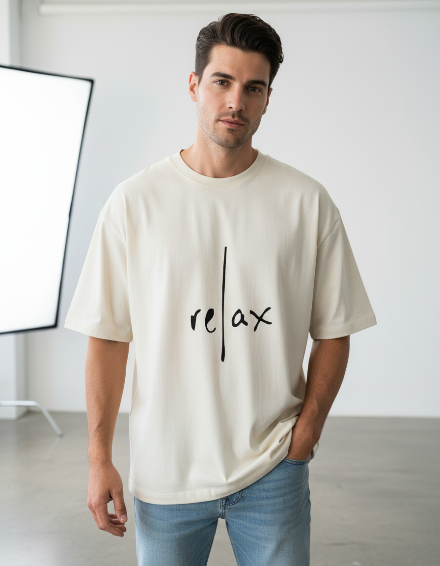 Minimalist "re|ax" Graphic T-Shirt | Oversized Fit 240 GSM Cotton Streetwear