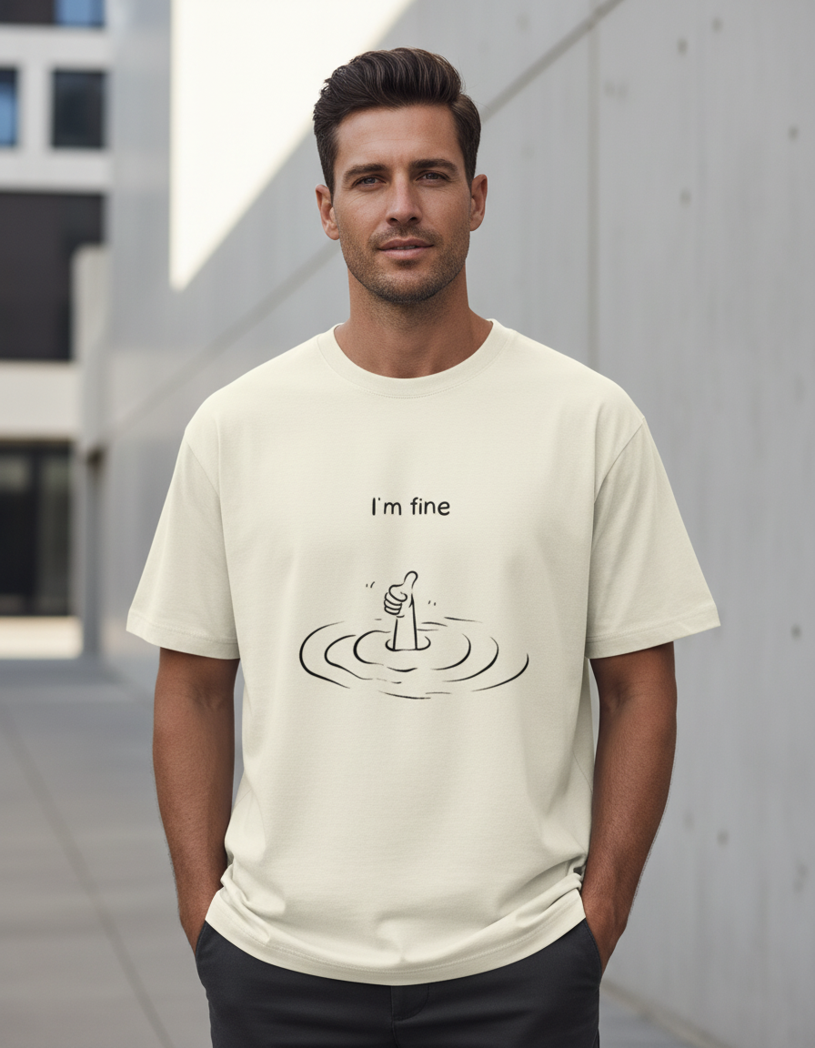 "I'm Fine" Dark Humor T-Shirt | Oversized Sarcastic Graphic 240 GSM Cotton