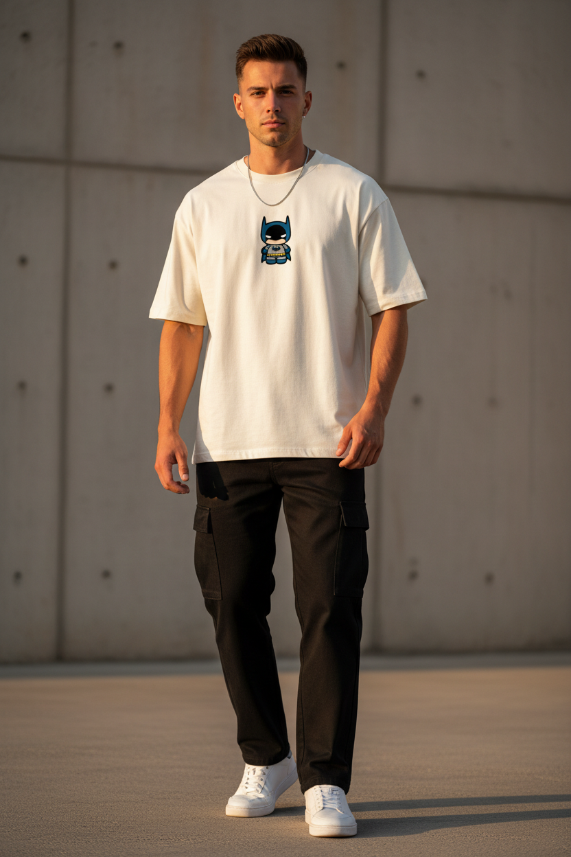 Chibi Batman Graphic Oversized T-Shirt | 240 GSM Heavyweight Cotton