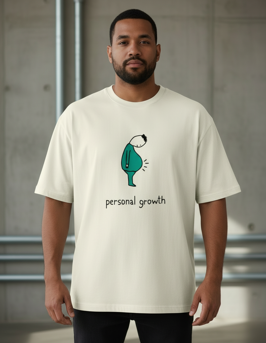"Personal Growth" Sarcastic T-Shirt | Funny Food Humor Oversized 240 GSM Cotton