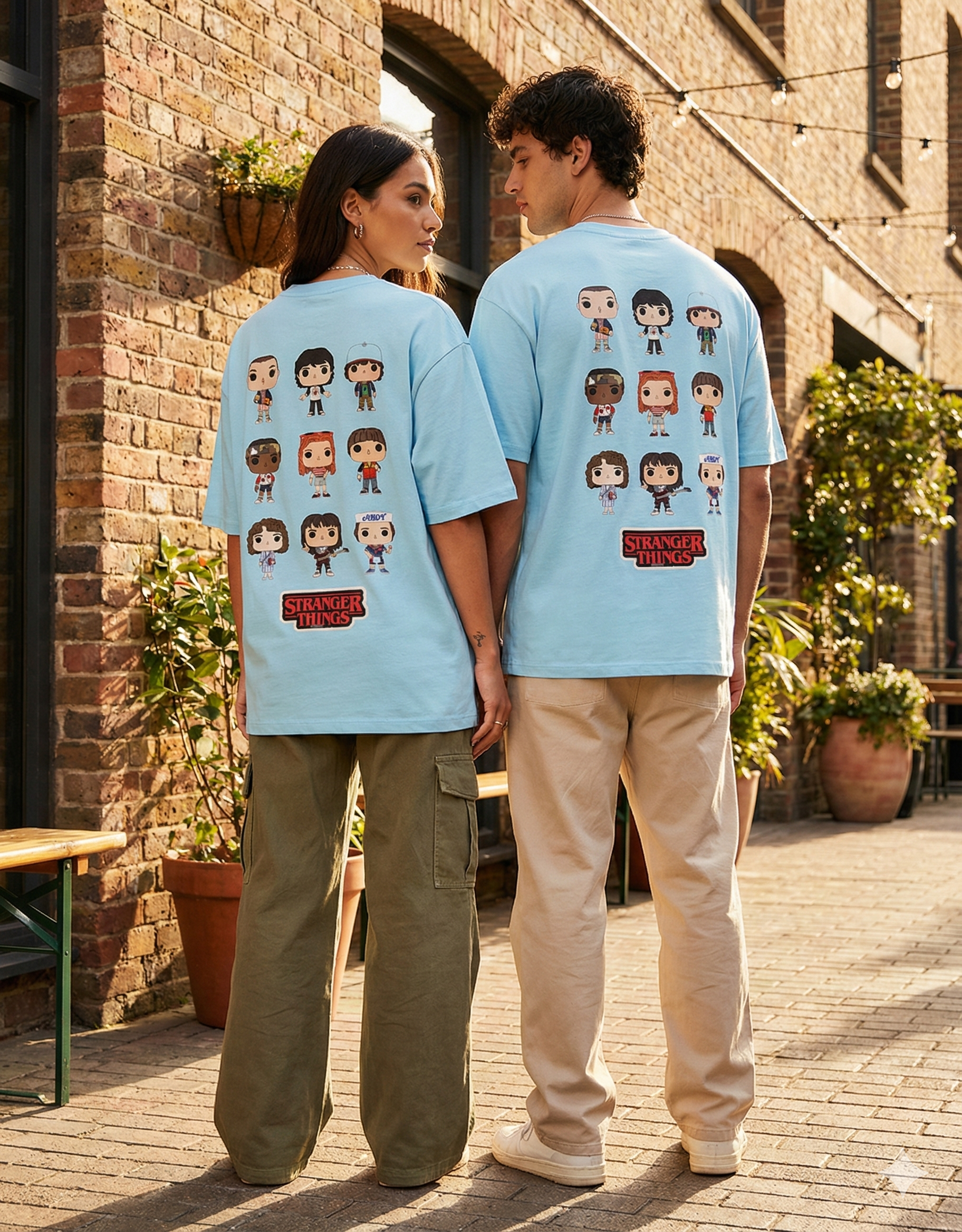 Stranger Things Pop! Characters Back-Print Oversized T-Shirt | 240 GSM Heavyweight Cotton