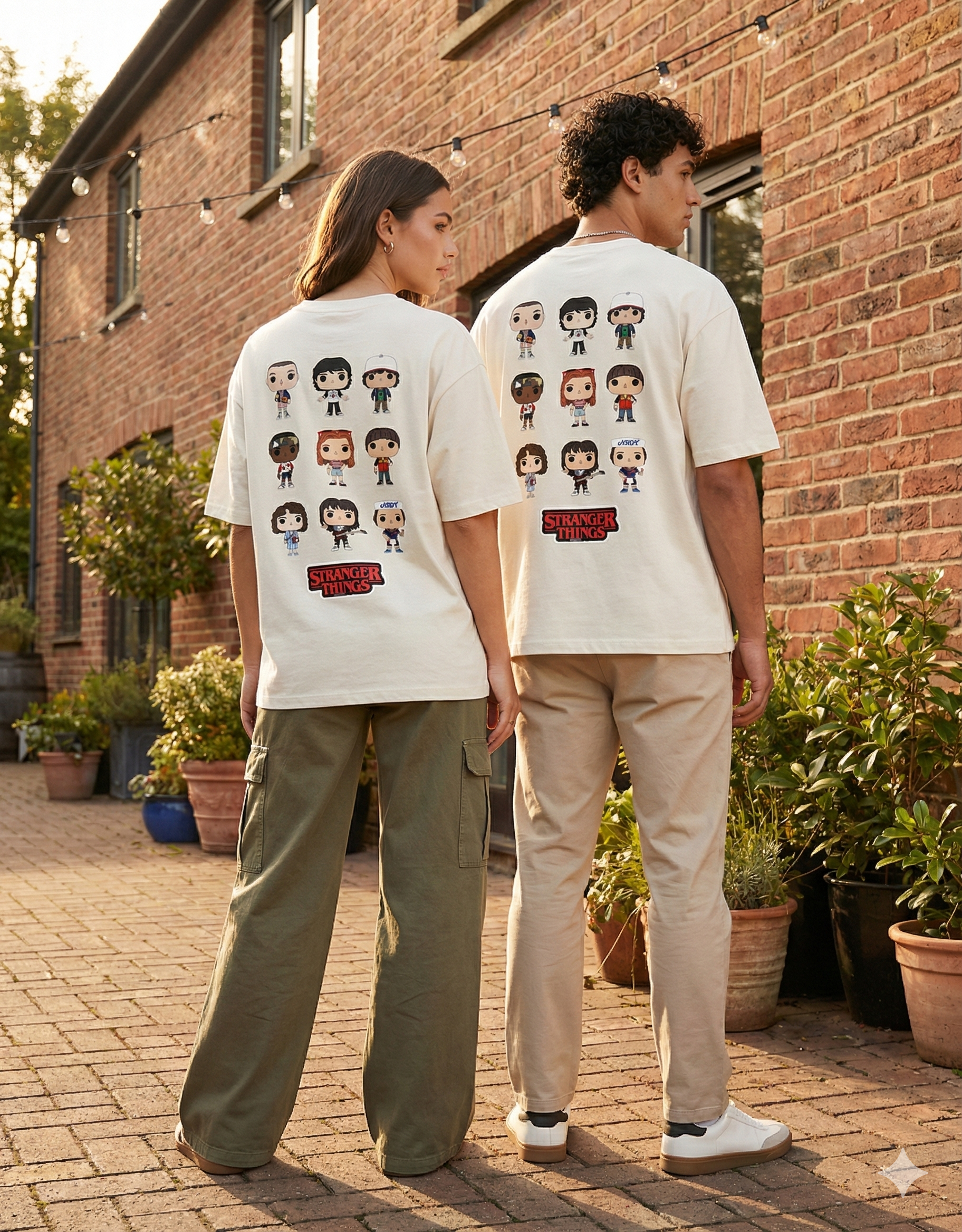 Stranger Things Pop! Characters Back-Print Oversized T-Shirt | 240 GSM Heavyweight Cotton