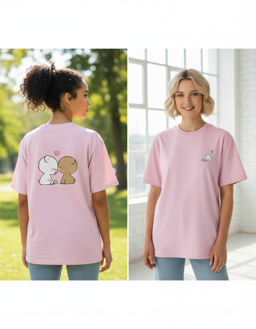 Kissing Bears Oversized T-Shirt | Cute Unisex Heavyweight Tee